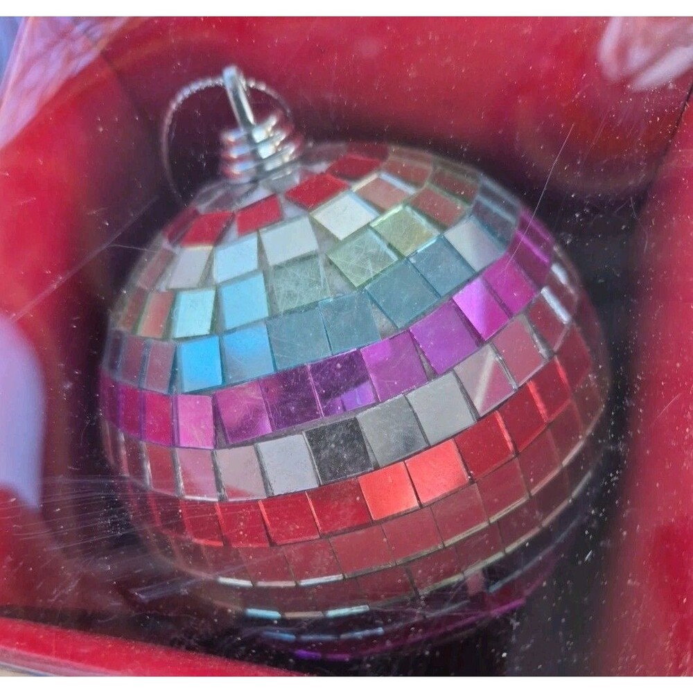 NEW In Box Holiday Time 4 Pack Disco Ball Pastel Color Christmas Tree Ornaments - Picture 4 of 5
